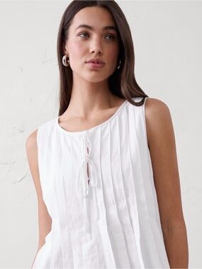 NWT Banana Republic Linen-Blend Two-Tie Swing Top White Size L